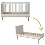 Lit volutif flow white - oak (140 x 70 cm)