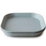 Lot de 2 assiettes carres sage