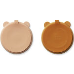 Lot de 2 assiettes � compartiments ventouse stacy mustard tuscany rose mix