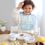 Lot de 2 bavoirs avec poche happy fruits citron