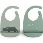 Lot de 2 bavoirs en silicone croco vert