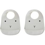 Lot de 2 bavoirs en silicone tilda lapin dumbo gris