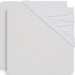 Lot de 2 draps housses blancs (60 x 120 cm)