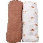 Lot de 2 draps housse en coton bio sunlight (65 x 130 cm)