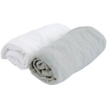 Lot 2 draps housses jersey blanc et perle (70 x 140 cm) Lot 2 draps housses jersey blanc et perle (70 x 140 cm)