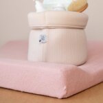 Lot de 2 housses de matelas � langer ecru - rose poudre (70 x 50 cm)