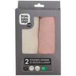 Lot de 2 housses de matelas à langer ecru - rose poudre (70 x 50 cm) Lot de 2 housses de matelas à langer ecru - rose poudre (70 x 50 cm)