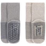 Lot de 2 paires de chaussettes antidérapantes en coton bio gris (pointure 23 - 26) Lot de 2 paires de chaussettes antidérapantes en coton bio gris (pointure 23 - 26)