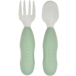 Lot de 2 pr - couverts en inox vert sauge