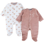 Lot de 2 pyjamas velours mon c?ur (naissance)