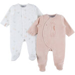 Lot de 2 pyjamas velours girafe & fleurs (6 mois)