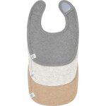 Lot de 3 bavoirs naissance gris foncé - gris clair - nature mélange Lot de 3 bavoirs naissance gris foncé - gris clair - nature mélange