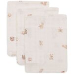 Lot de 3 gants de toilette en gaze de coton animal friends