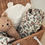 Lot de 3 gants de toilette en gaze de coton retro flowers