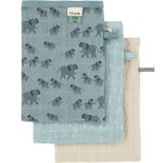 Lot de 3 gants de toilette en mousseline enchanting elephant Lot de 3 gants de toilette en mousseline enchanting elephant
