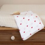 Lot de 3 langes en mousseline c?urs rouge (70 x 70 cm)