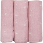 Lot de 3 langes en mousseline ptales de roses (70 x 70 cm)