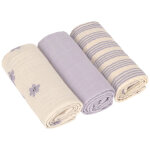 Lot de 3 langes mousseline tiny team lilas pastel (60x60 cm)