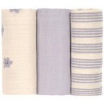 Lot de 3 langes mousseline tiny team lilas pastel (60x60 cm)