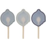 Lot de 3 moules  glaces citron en silicone bleu mix