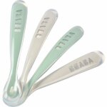 Lot de 4 cuillres 1er ge en silicone gris et vert sauge