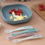 Lot de 4 cuill�res silicone 1er �ge natural set