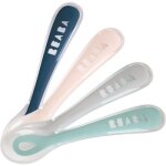 Lot de 4 cuillres en silicone 2e ge bleu, rose et vert d'eau