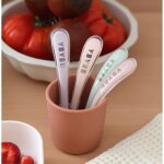Lot de 4 cuill�res silicone 2�me �ge set barbe � papa guimauve vert de gris lila
