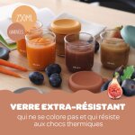Lot de 4 pots de conservation en verre multicolore (250 ml) - reconditionn�