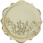 Lot de 8 assiettes jolis brins vert sauge et or