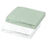 Lot alèse blanc et drap housse vert de gris (60 x 120 cm) Lot alèse blanc et drap housse vert de gris (60 x 120 cm)