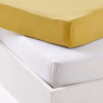 Lot al�se et drap housse blanc - moutarde (70 x 140 cm)