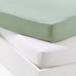 Lot al�se et drap housse blanc - vert de gris (70 x 140 cm)
