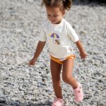 Maillot de bain anti - fuite rayures orange (3 - 6 mois)