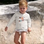 Maillot de bain couche motif damier stone et sel (7 - 12 mois)