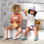 Maillot de bain couche rayures violet et sel marin (7 - 12 mois)