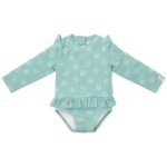 Maillot de bain manches longues 1 pice  volants - ocean treasures surf blue (1 - 2 ans)