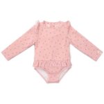 Maillot de bain manches longues 1 pice  volants sunny flowers blush (6 - 12 mois)