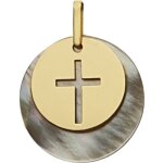 Médaille croix ajourée et nacre (or jaune 375°) Médaille croix ajourée et nacre (or jaune 375°)
