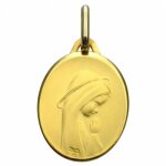 Mdaille ovale vierge priante 17 mm (or jaune 375)