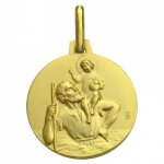 Mdaille ronde saint christophe 18 mm (or jaune 750)