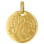 Mdaille ronde la tte dans les nuages 16 mm (or jaune 750)
