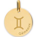Mdaille zodiaque gmeaux personnalisable (or jaune 375)