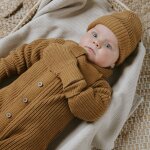 Moufles b�b� en teddy coton bio soul caramel (0 - 6 mois)