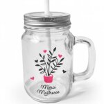 Mug en verre  emporter avec paille merci matresse