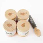 Pack de 4 yaourts et cuill�re en bois fsc