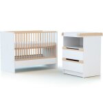 Pack duo lit bb volutif et commode  langer en bois de htre verni carrousel blanc