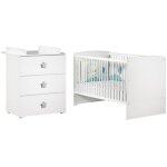 Pack duo lit bébé évolutif little big bed blanc et commode à langer étoile new basic Pack duo lit bébé évolutif little big bed blanc et commode à langer étoile new basic