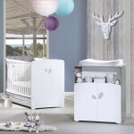 Pack duo lit b�b� t�tes panneaux et commode � langer new leaf