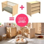 Pack lit b�b�, commode et plan � langer offert cannelle (60 x 120 cm)